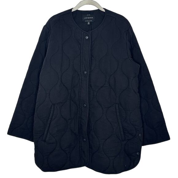 Lucky Brand Jackets & Blazers - Lucky Brand Black Quilted Snap-Front Teddy Jacket